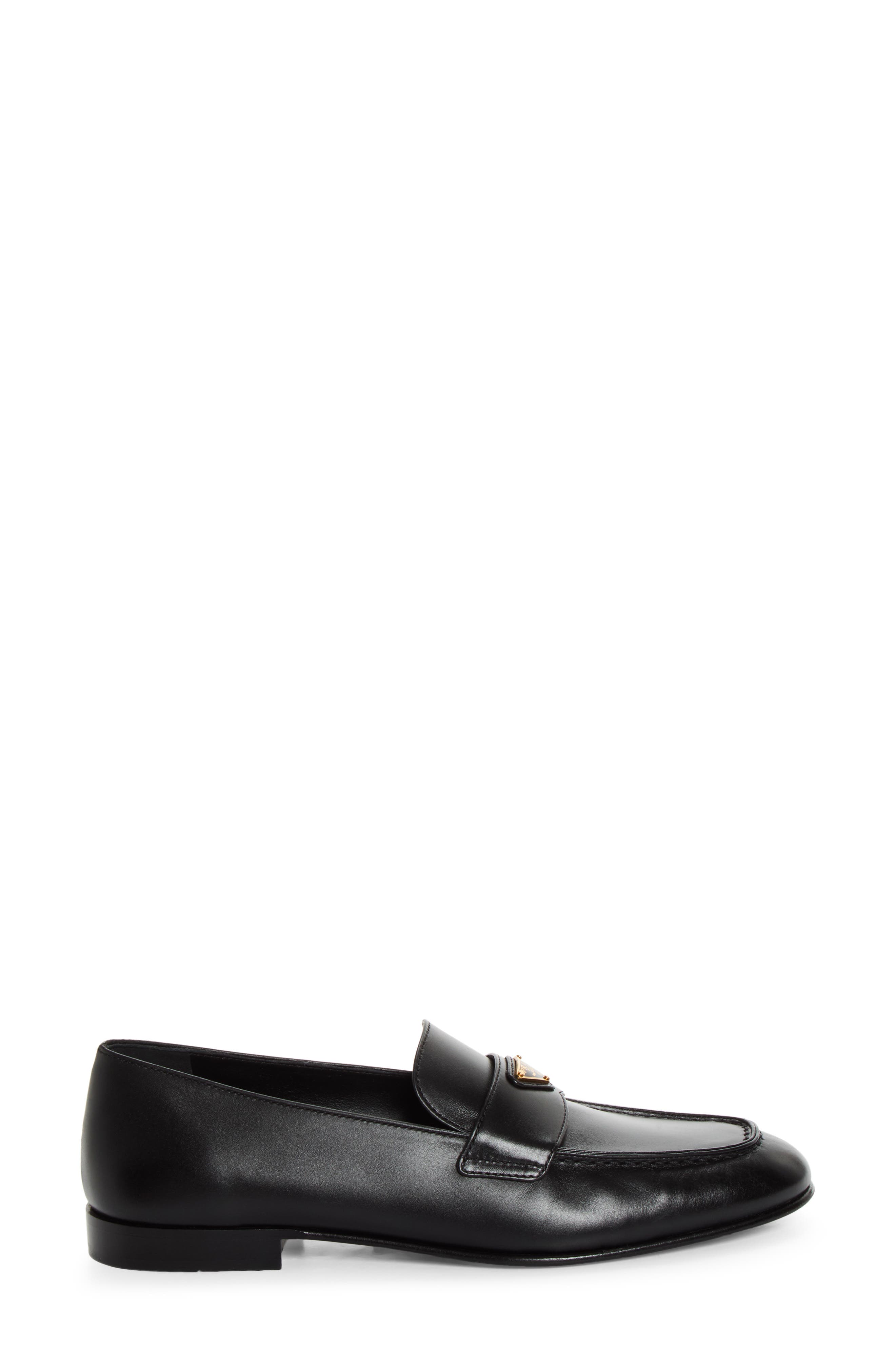 Logo Leather Loafer, Alternate, color, NERO