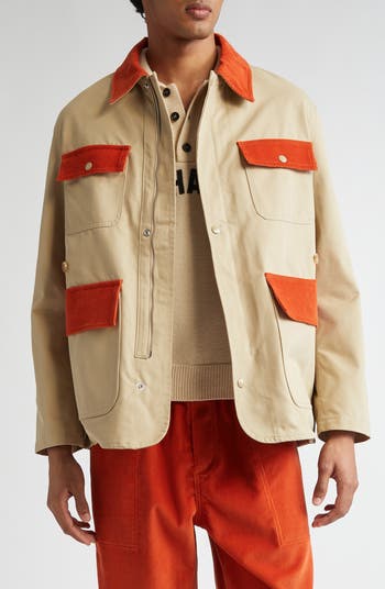 Bode Corduroy Trim Cotton Twill Hunting Jacket | Nordstrom Bode Corduroy Trim Cotton Twill Hunting Jacket | Nordstrom