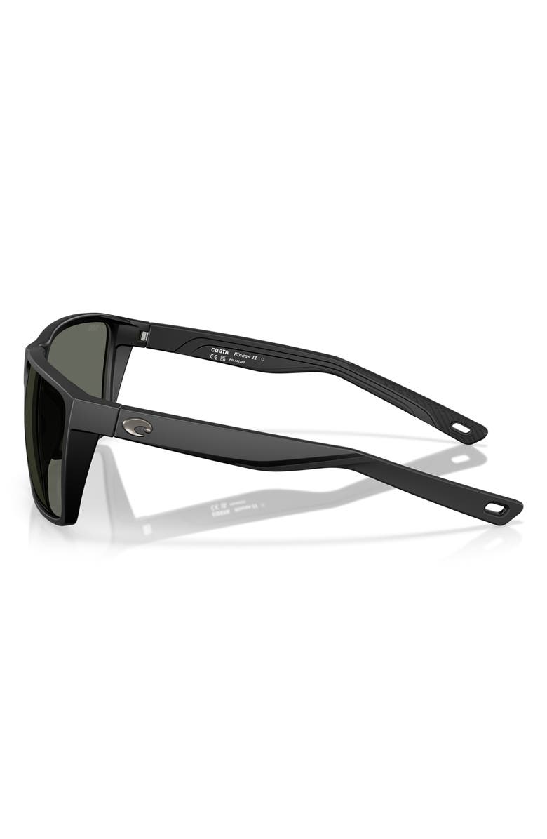 Costa Del Mar Rincon II 64mm Polarized Oversize Rectangular Sunglasses, Alternate, color, Matte Black / Gray