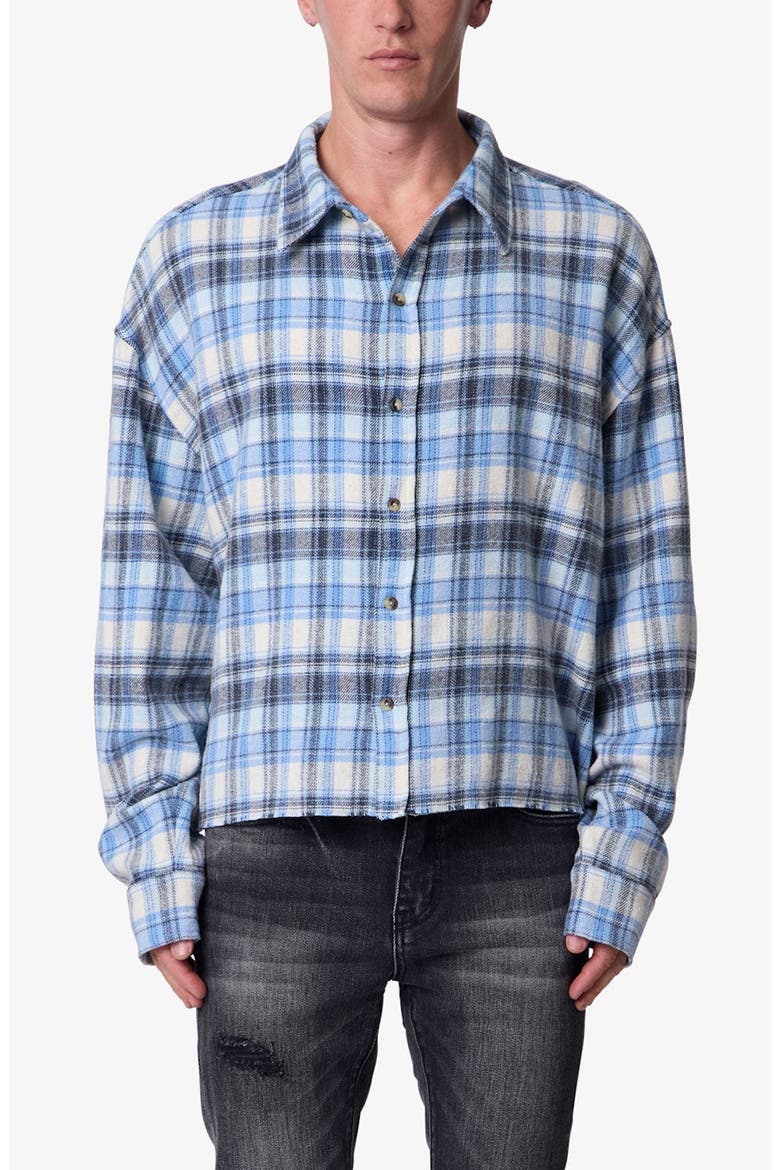 Washed Cropped Flannel Shirt, Main, color, BLUE