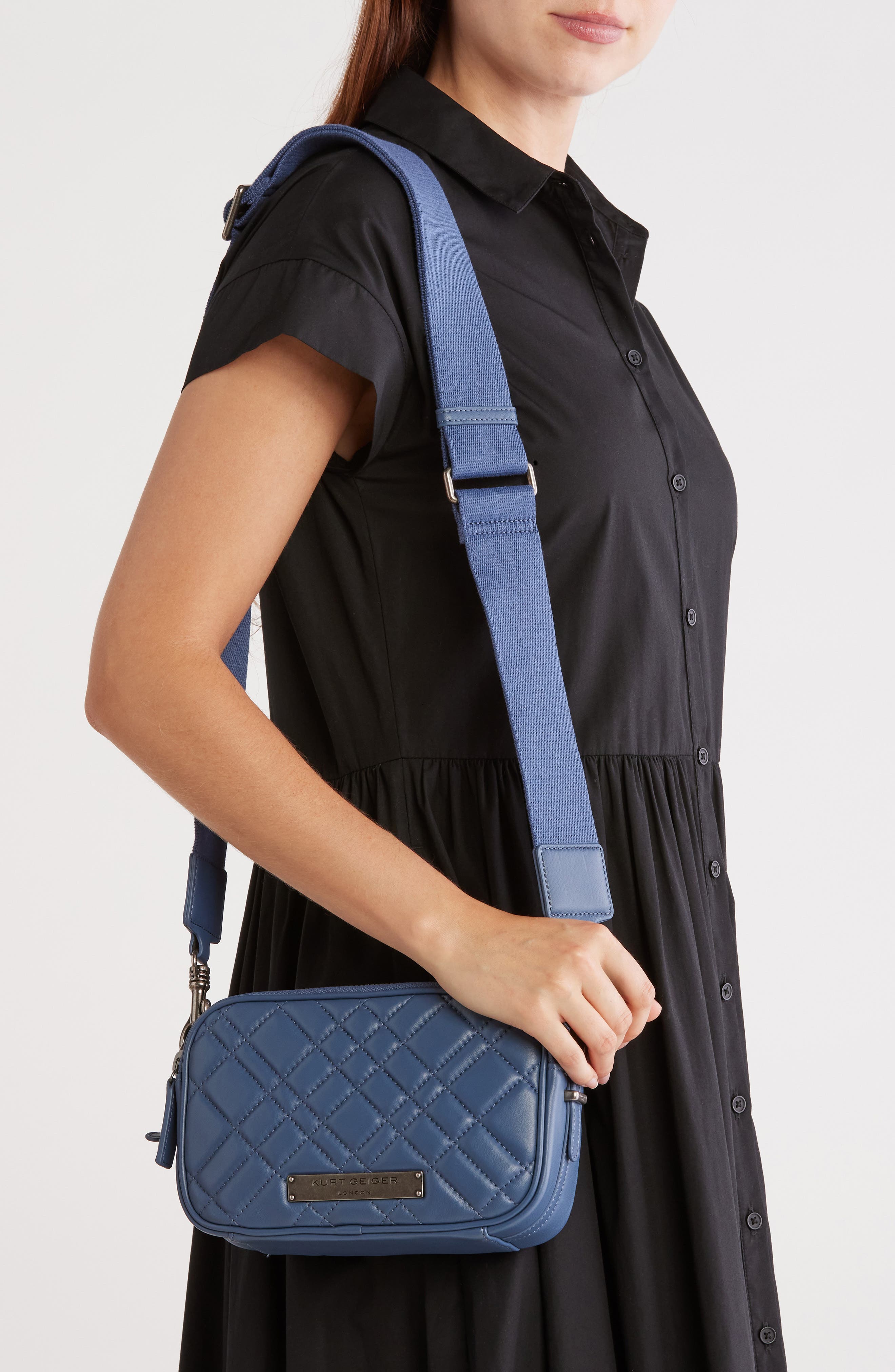 Kurt Geiger London Brixton Leather Camera Bag, Alternate, color, Open Blue