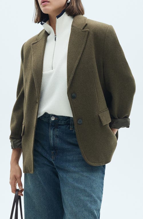 Shop Mango Wool Blend Blazer In Khaki