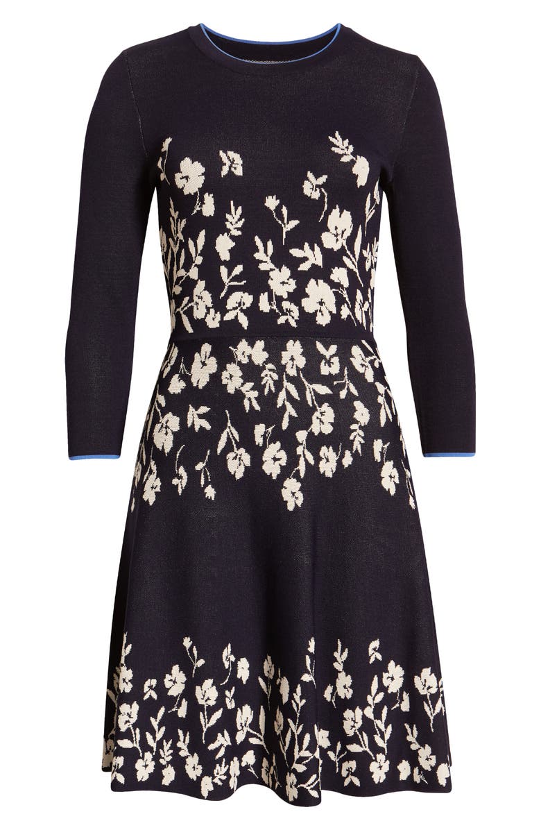 Vince Camuto Floral Jacquard Fit & Flare Dress, Alternate, color, 