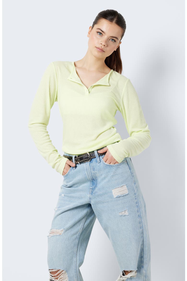Odette Rib Long Sleeve Henley Top, Alternate, color, BUTTERFLY