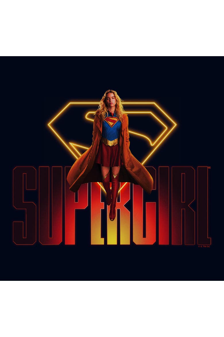 Girl's Supergirl Kara Flying Logo  Graphic T-Shirt, Alternate, color, Navy Blue