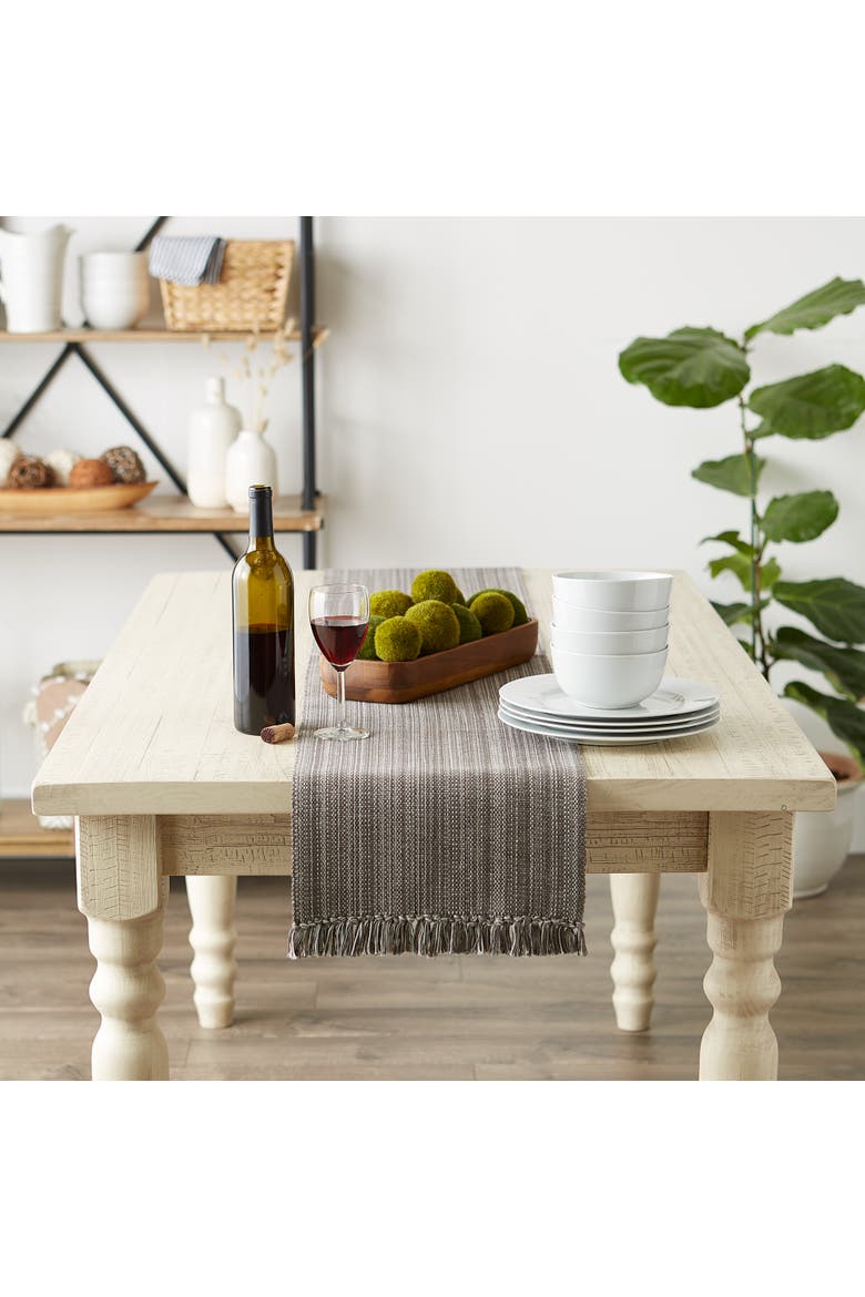 Variegated Fringe Table Runner, Alternate, color, Gray
