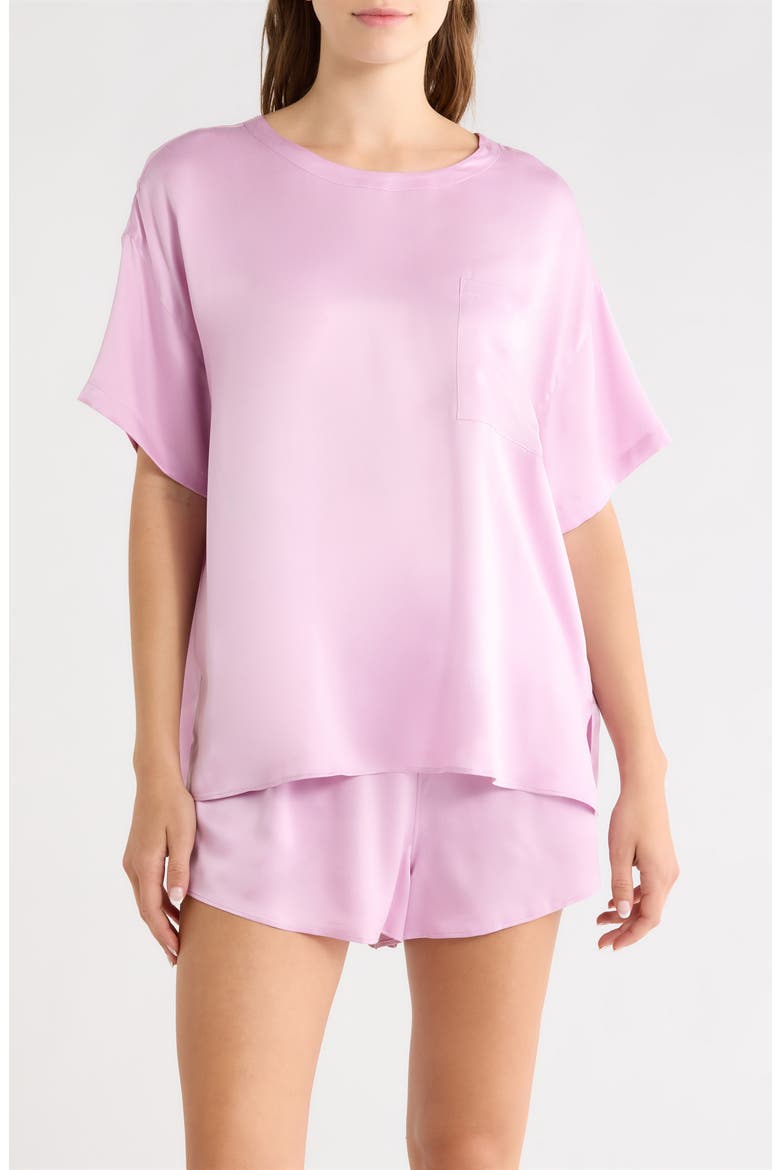 Washable Silk Tee Short Pajamas, Main, color, LILAC BLOOM