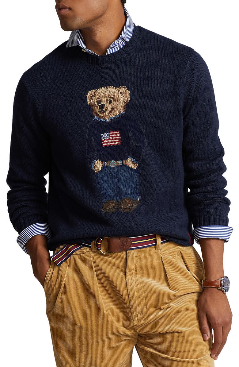 Polo Ralph Lauren Polo Bear Cotton & Linen Crewneck Sweater, Main, color,