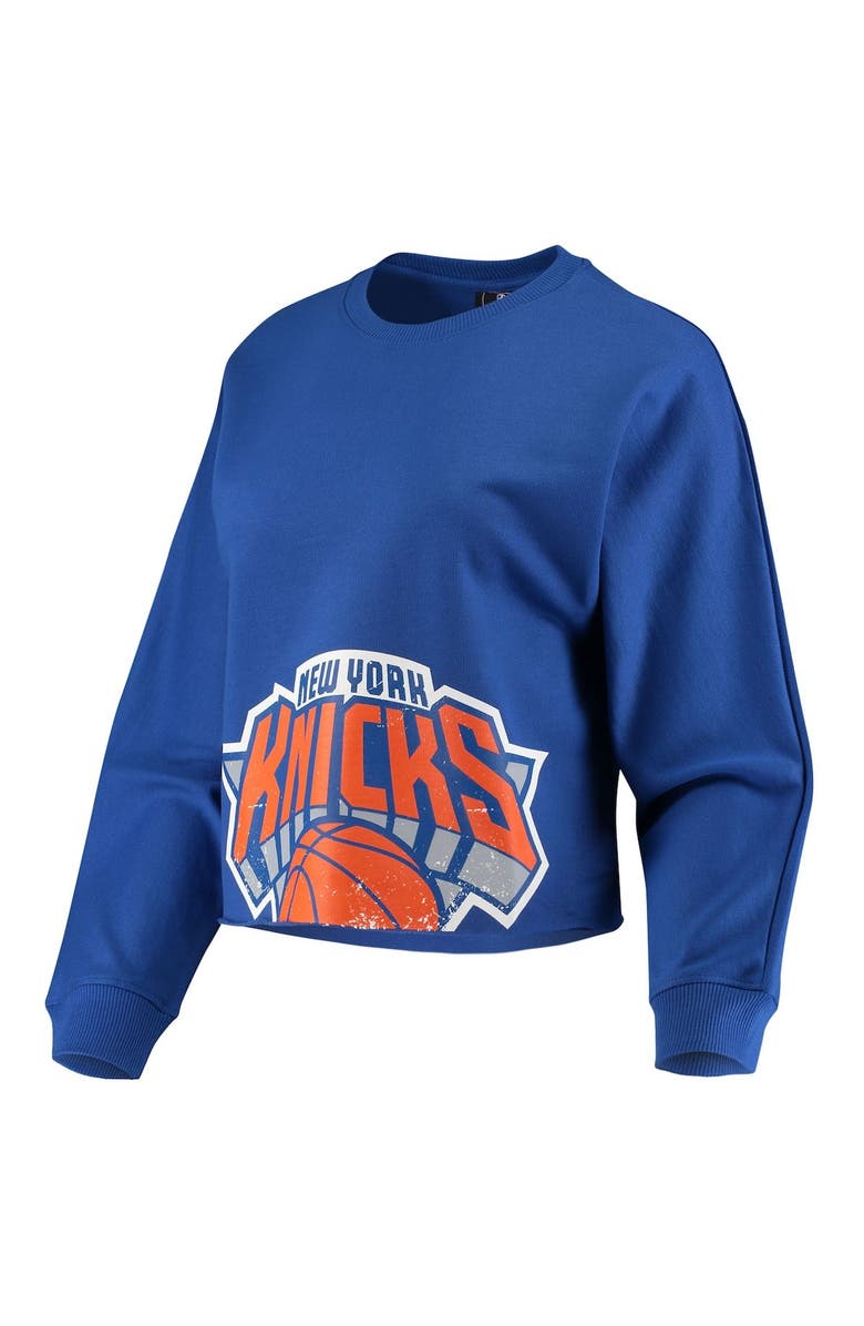 FISLL Women's FISLL Blue New York Knicks Cropped Long Sleeve T-Shirt, Alternate, color,