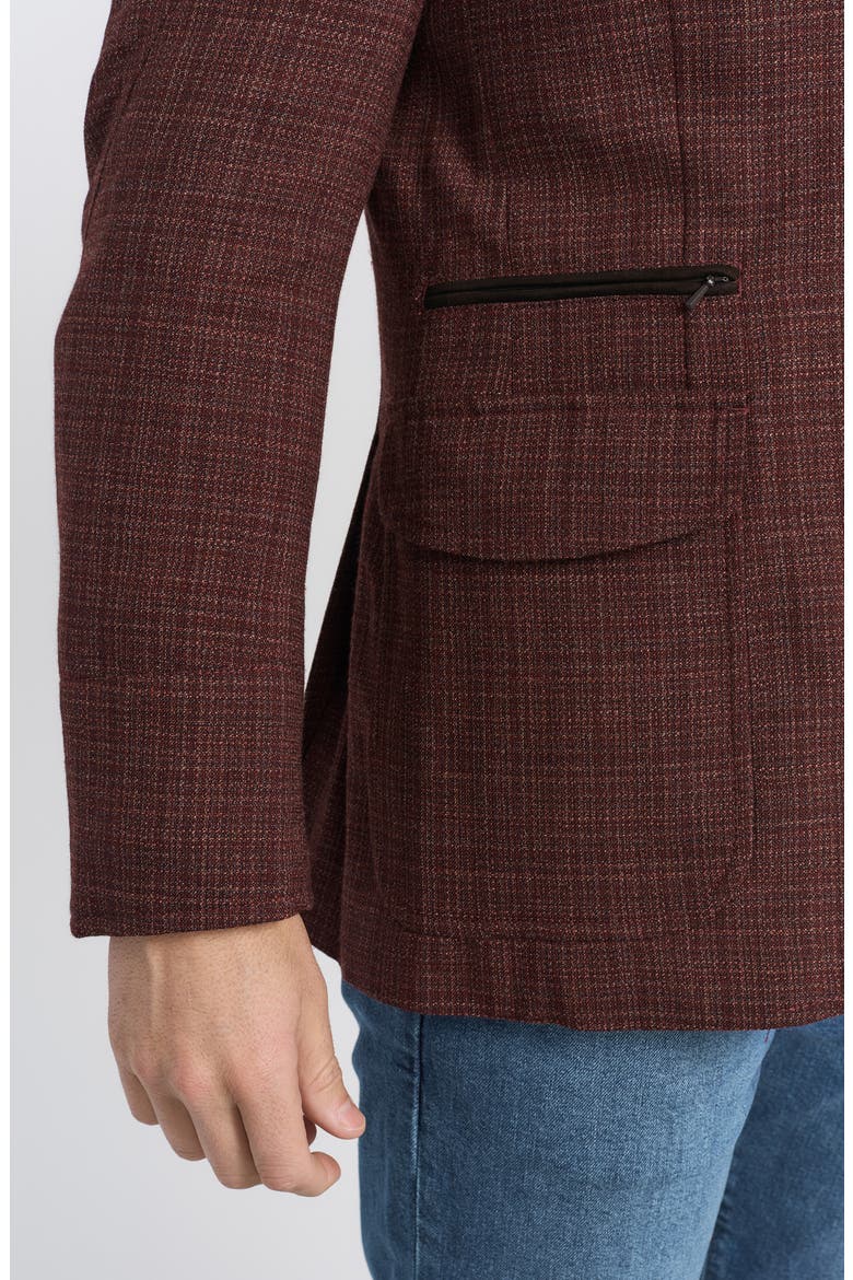 Burgundy Plaid Stretch Wool Hybrid Sport Coat with Removable Bib, Alternate, color, BURGUNDY