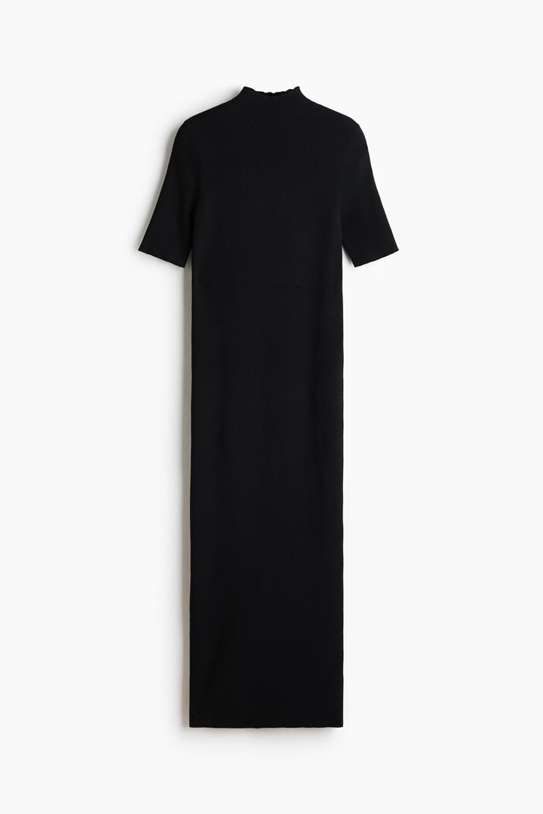 Fine-knit Turtleneck Dress, Main, color, Black