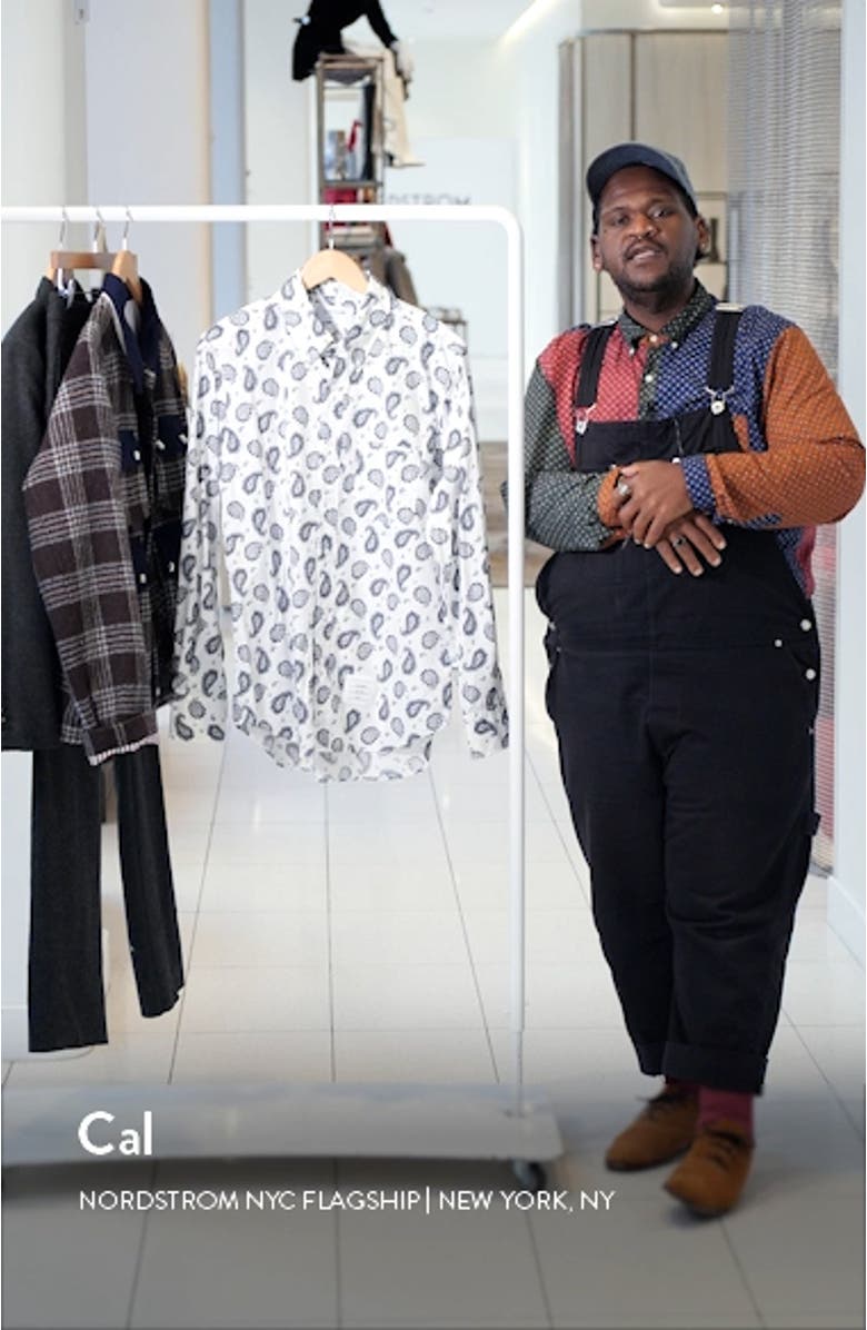 Paisley Straight Fit Cotton Button-Down Shirt, sales video thumbnail