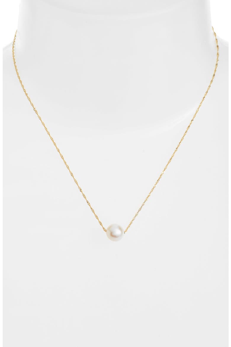 Solitaire Cultured Pearl Pendant Necklace, Alternate, color, 14KYG