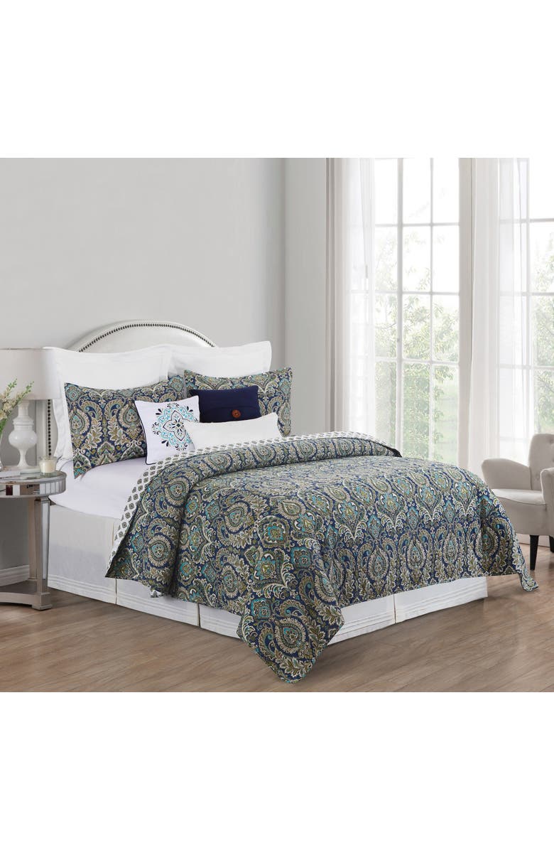 C&F Home Kingstown Paisley Damask Quilt Set, Main, color, Green