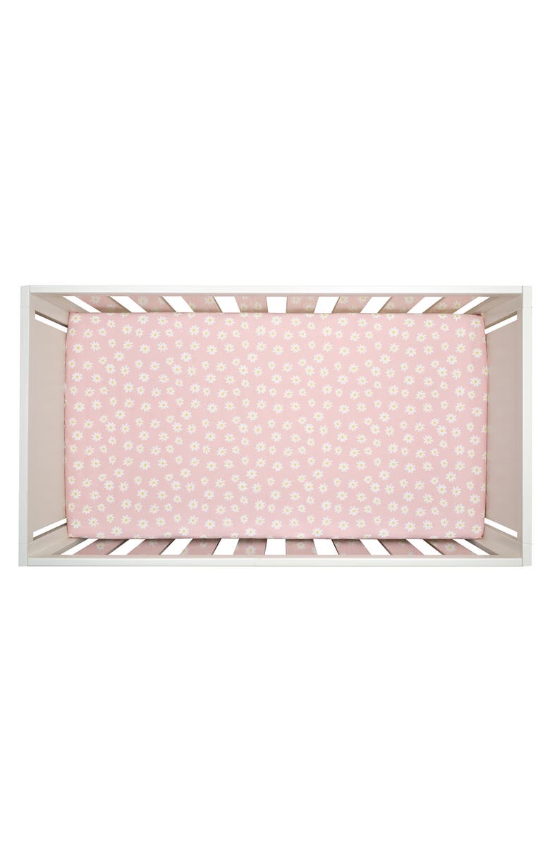 Lambs & Ivy Daisy Dreams Breathable 100% Cotton Baby Fitted Crib/Toddler Sheet, Alternate, color, Pink