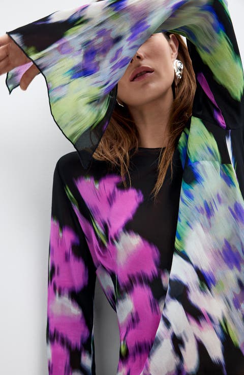 Printed Bell Sleeve Top