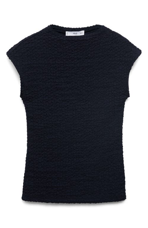 Mango Textured Cotton Blend Top In Black