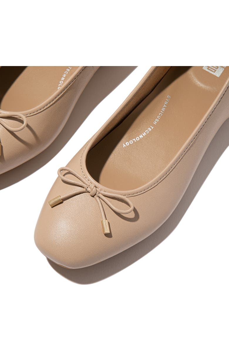 FitFlop Delicato Bow soft leather ballet flats, Alternate, color, Classic Beige