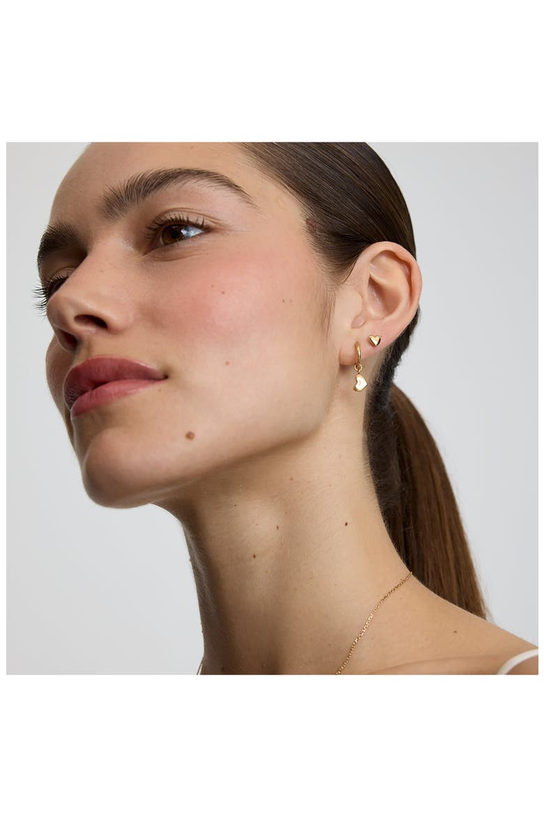 Bubble Heart Huggie Hoop Drop Earrings, Alternate, color, GOLD