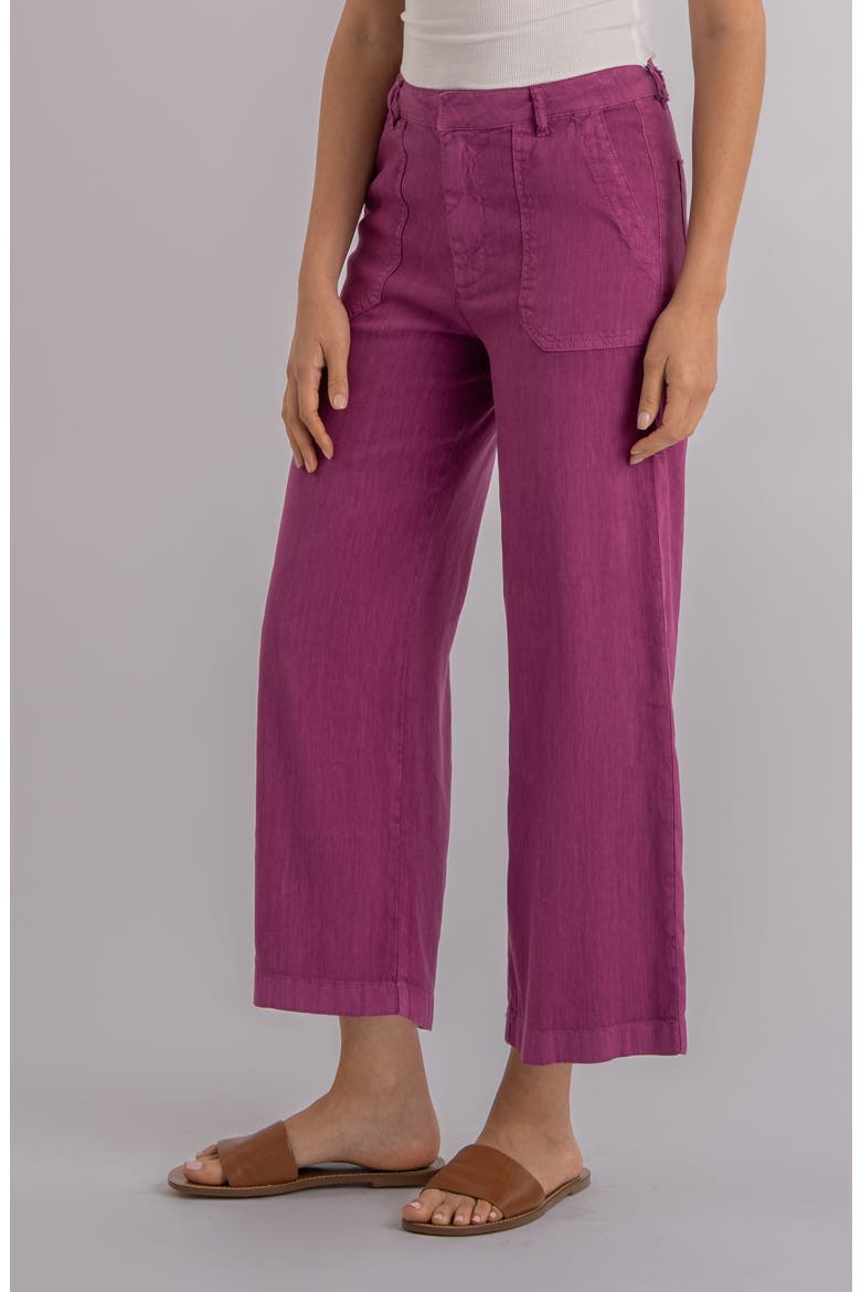 Topaz High Waist Crop Wide Leg Linen Blend Pants, Alternate, color, MAGENTA