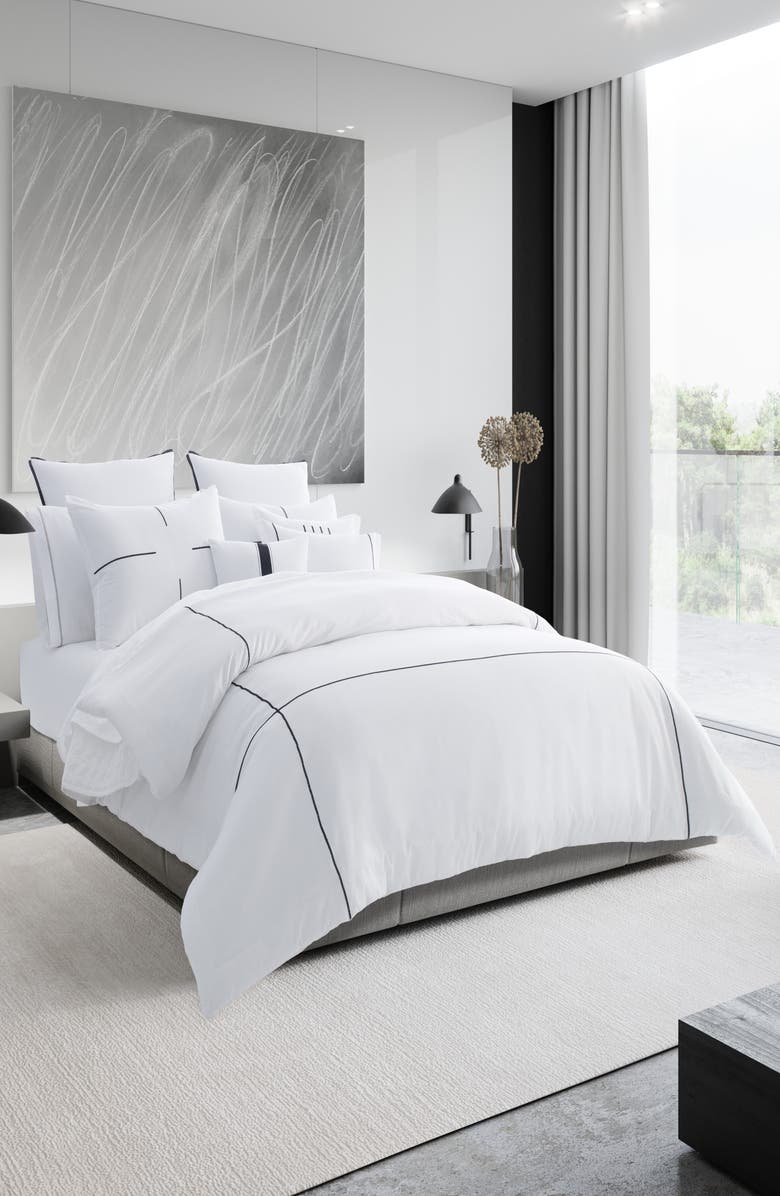 Vera Wang Zigzag Cotton Sateen Duvet Cover & Sham Set, Main, color, White