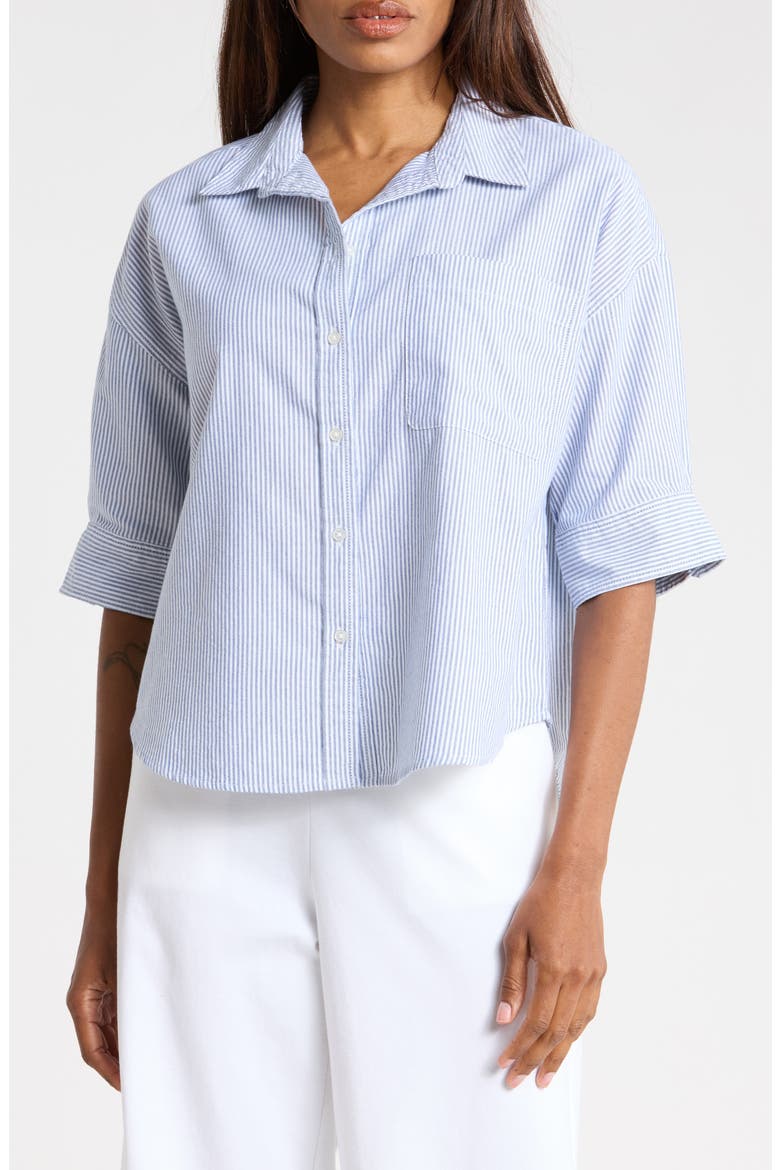 The Collegitate Short Sleeve Button-Up Shirt, Main, color, LAKE AZUL