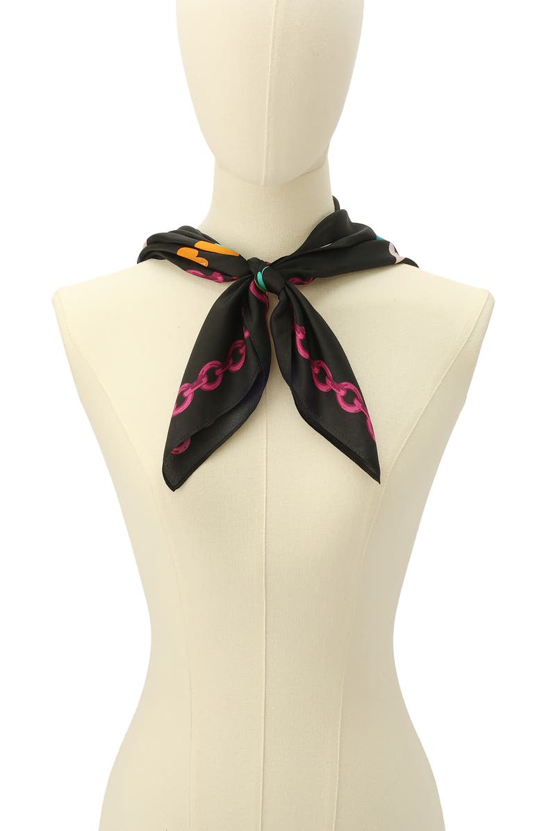 Kurt Geiger London Rainbow Hearts Large Square Silk Scarf, Alternate, color, Classic Rainbow