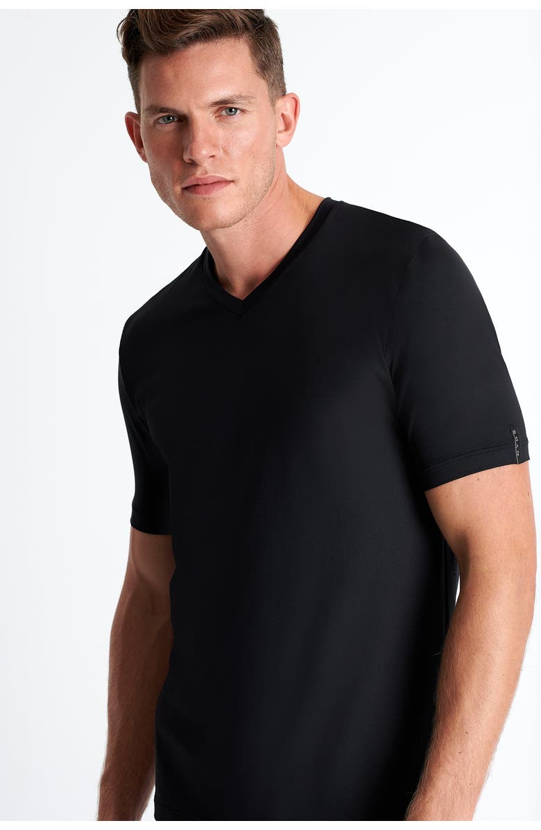 SHAN Microfiber V-neck T-shirt, Main, color, Black