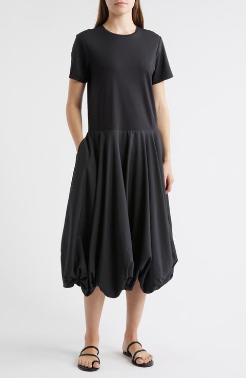 Mixed Media Balloon Maxi Dress