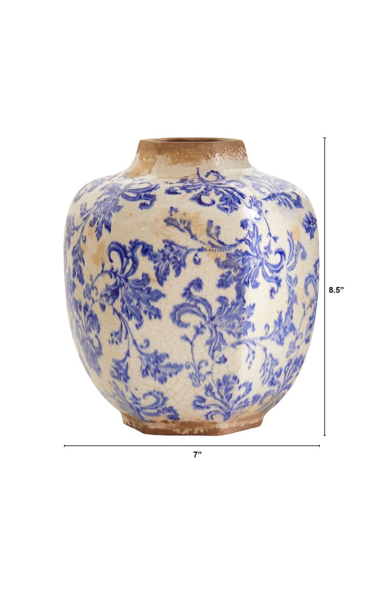 NEARLY NATURAL 8.5-in Nautical Ceramic Decorative Vase, Alternate, color, White