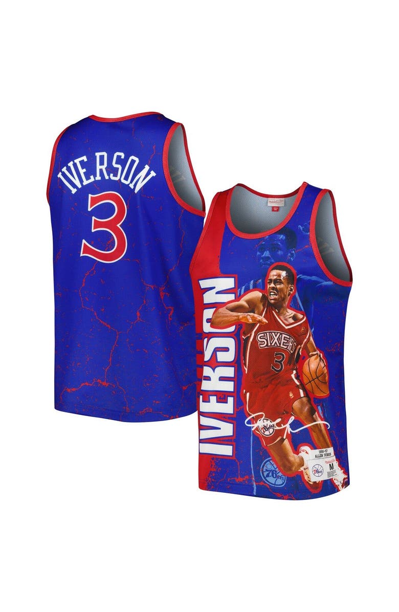 Mitchell & Ness Men's Mitchell & Ness Allen Iverson Royal Philadelphia 76ers 1996-97 Hardwood Classics Player Burst Tank Top, Main, color, Royal