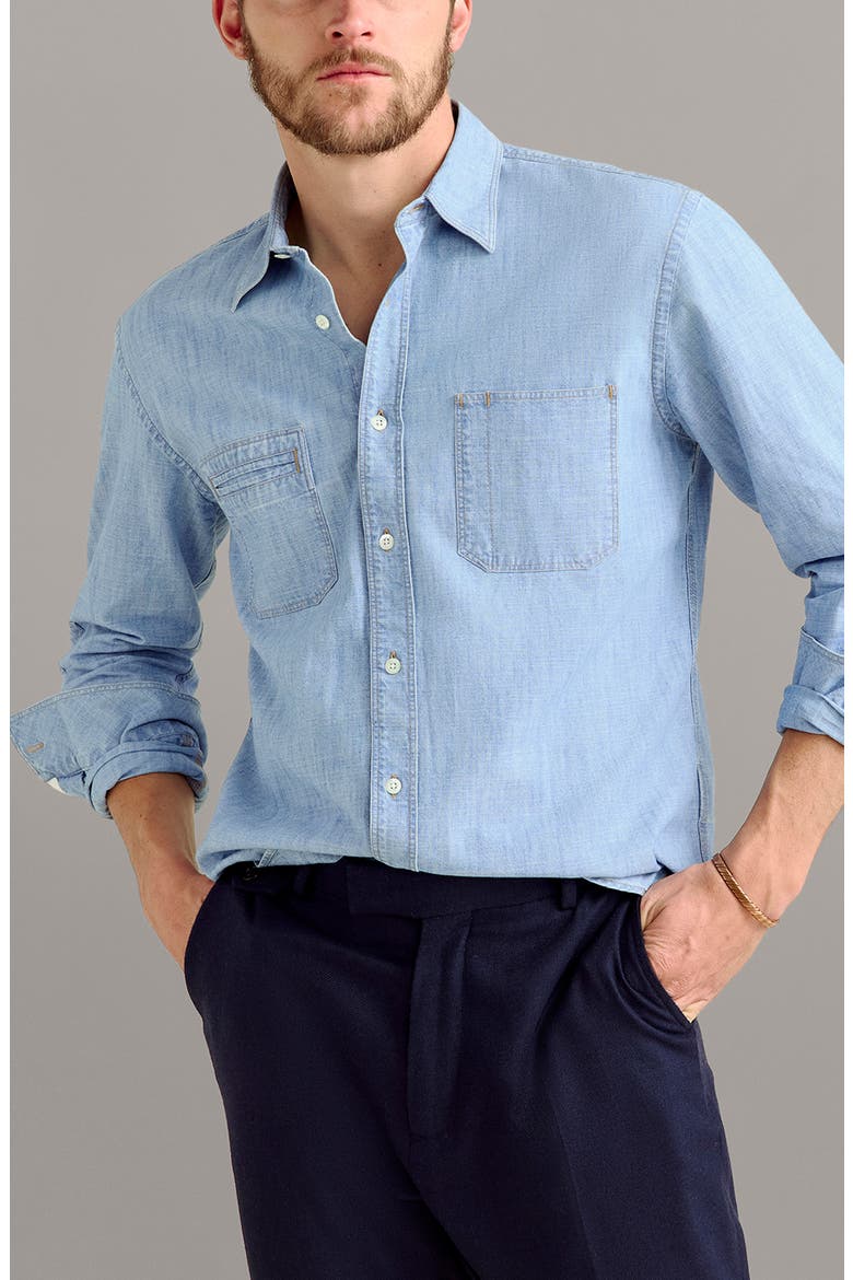 Field Chambray Organic Cotton Button-Up Shirt, Main, color, CHAMBRAY
