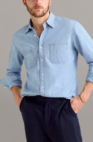 Billy Reid Field Chambray Organic Cotton Button-Up Shirt