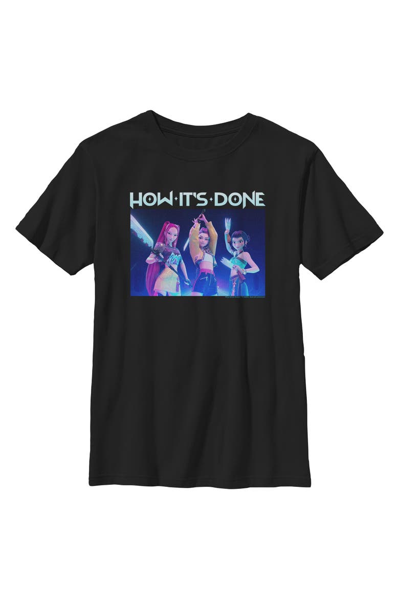 Boy's Kpop Demon Hunters Huntrix How It Is Done  Graphic T-Shirt, Main, color, Black