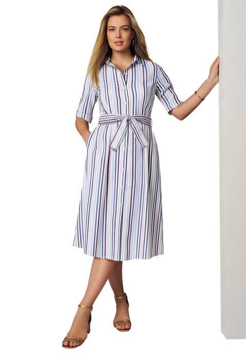 Stretch Poplin Shirtdress (Plus)
