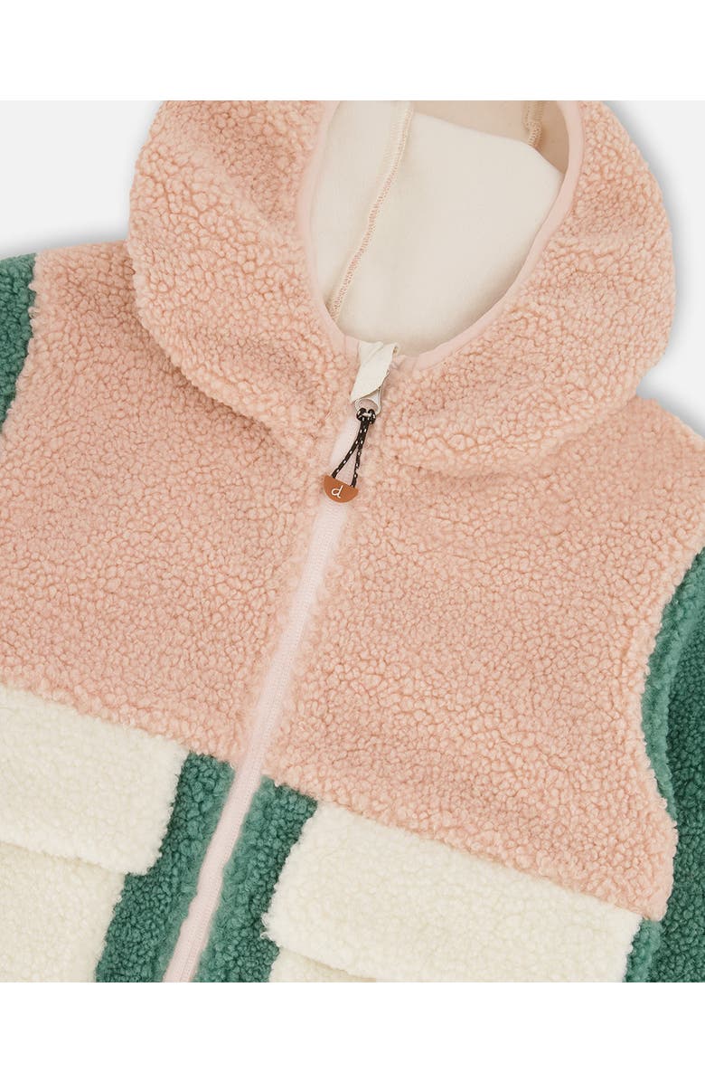 Deux par Deux Girl Long Sleeve Fleece Jacket, Alternate, color, Light Pink Colorblock