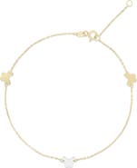 Ember Fine Jewelry 14k Gold Two Tone Butterfly Anklet