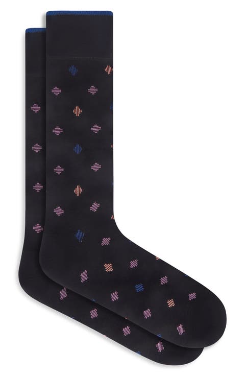 Dotted Mercerized Cotton Blend Dress Socks