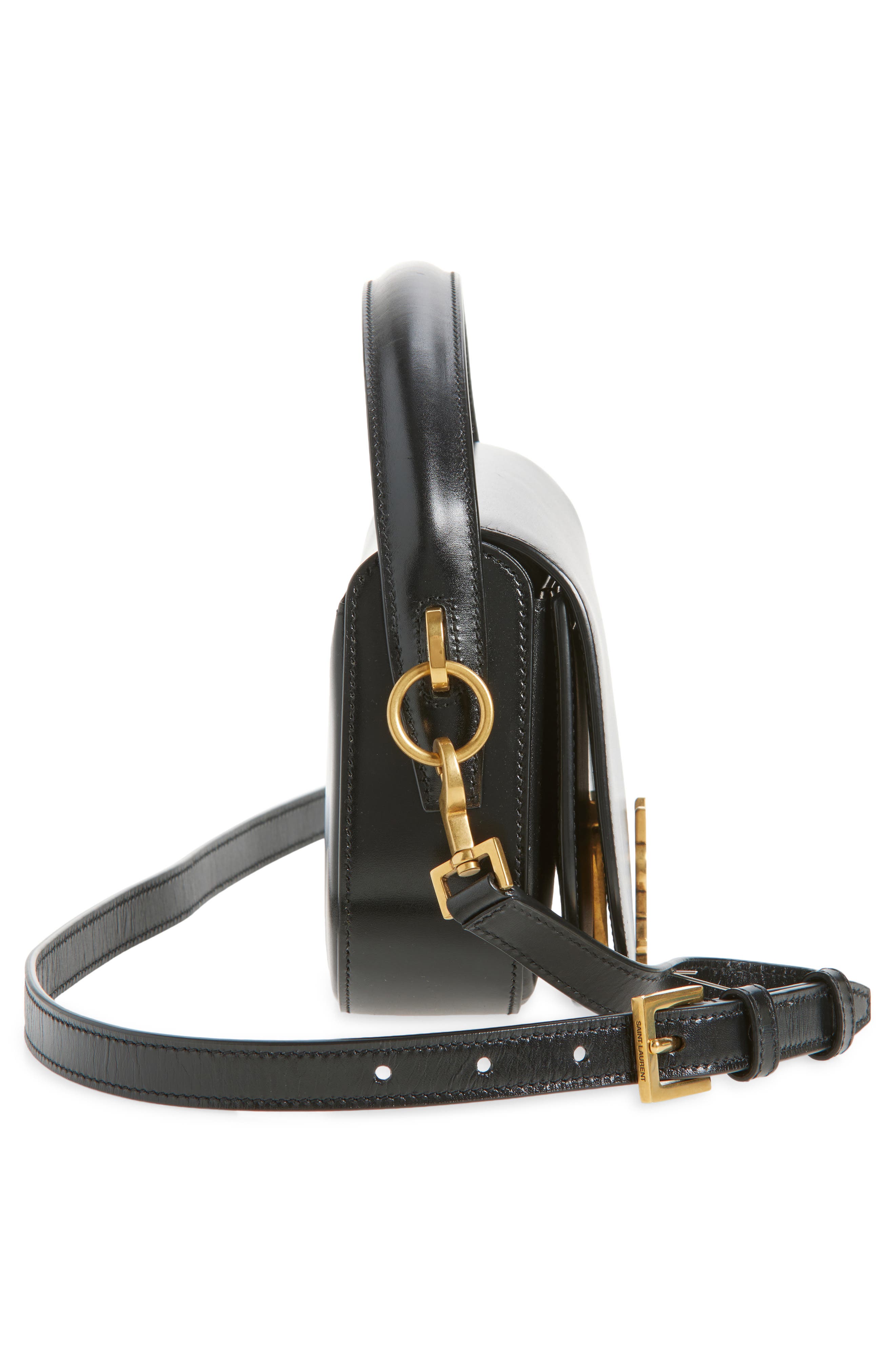 Saint Laurent Voltaire Leather Crossbody Bag, Alternate, color, Nero
