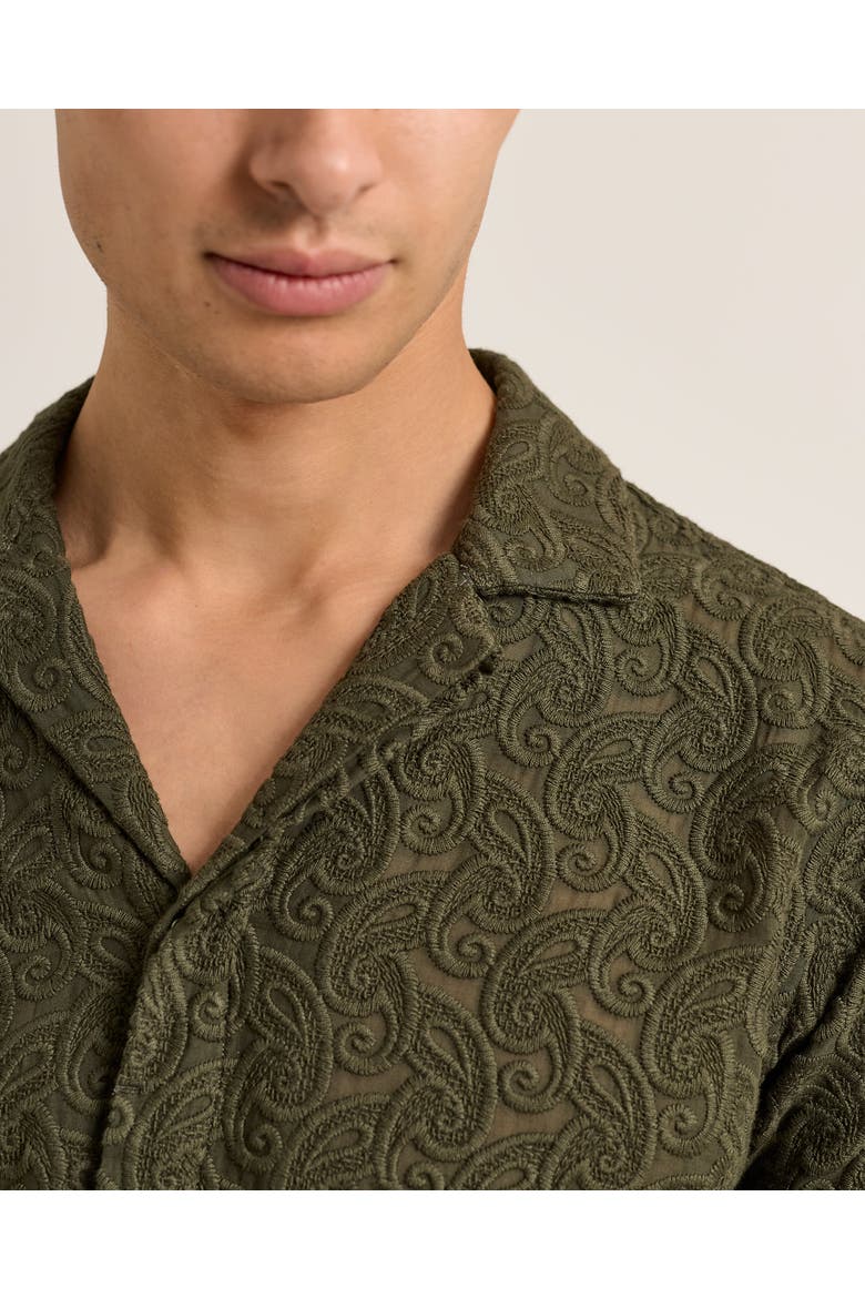 Maitan Broderie Relaxed-Fit Shirt, Alternate, color, Bayleaf Green
