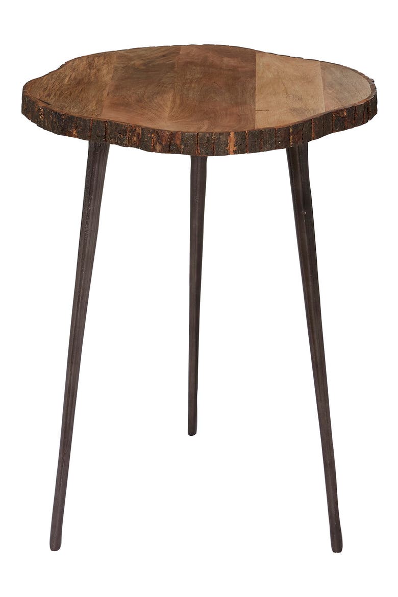 Kitchen Rustic Rug Under Table WILLOW ROW Brown Rustic Aluminum Accent Table - 25