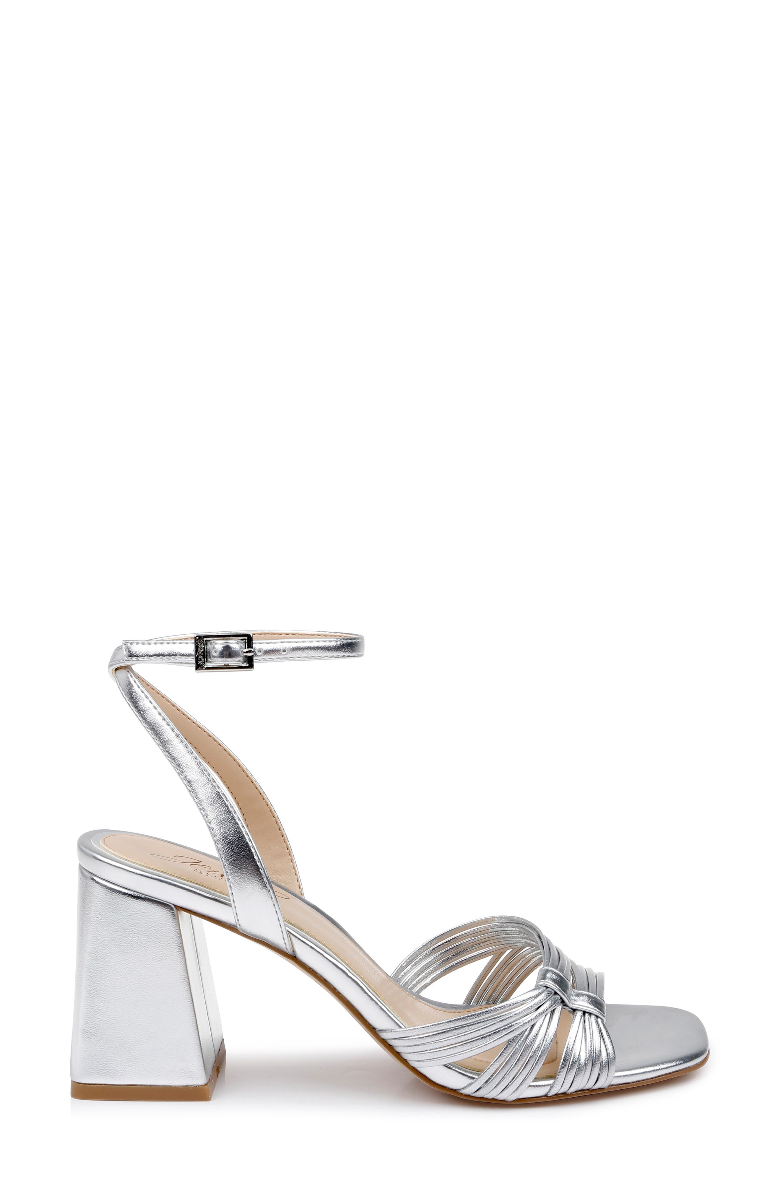 Jewel Badgley Mischka Michelle Ankle Strap Sandal, Alternate, color, Silver
