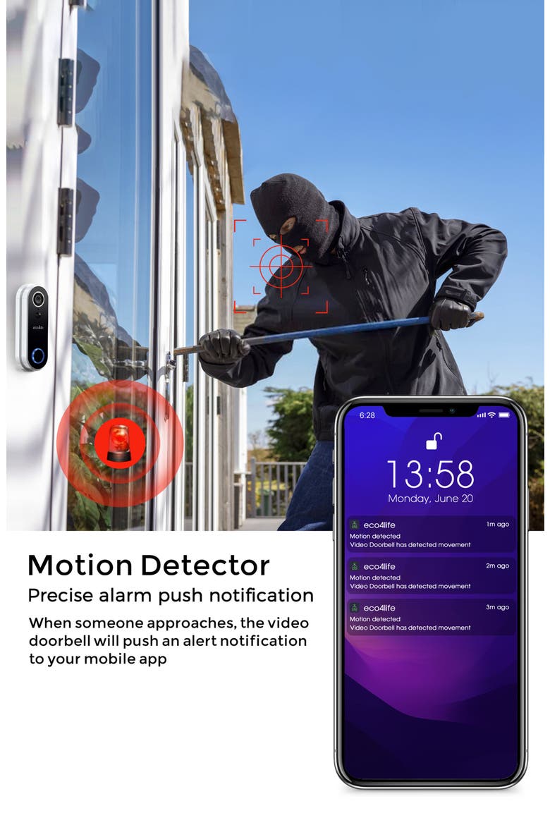 Smart WiFi Video Doorbell Camera, Alternate, color, White