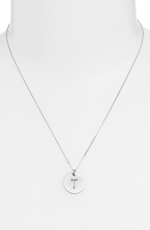 Sterling Silver Initial Disc Necklace