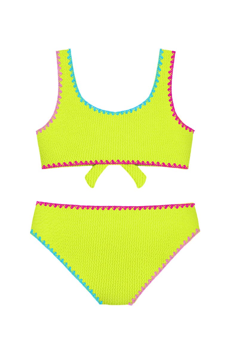 Crinkle Tie Bikini with Embroidered Trim, Alternate, color, Lime