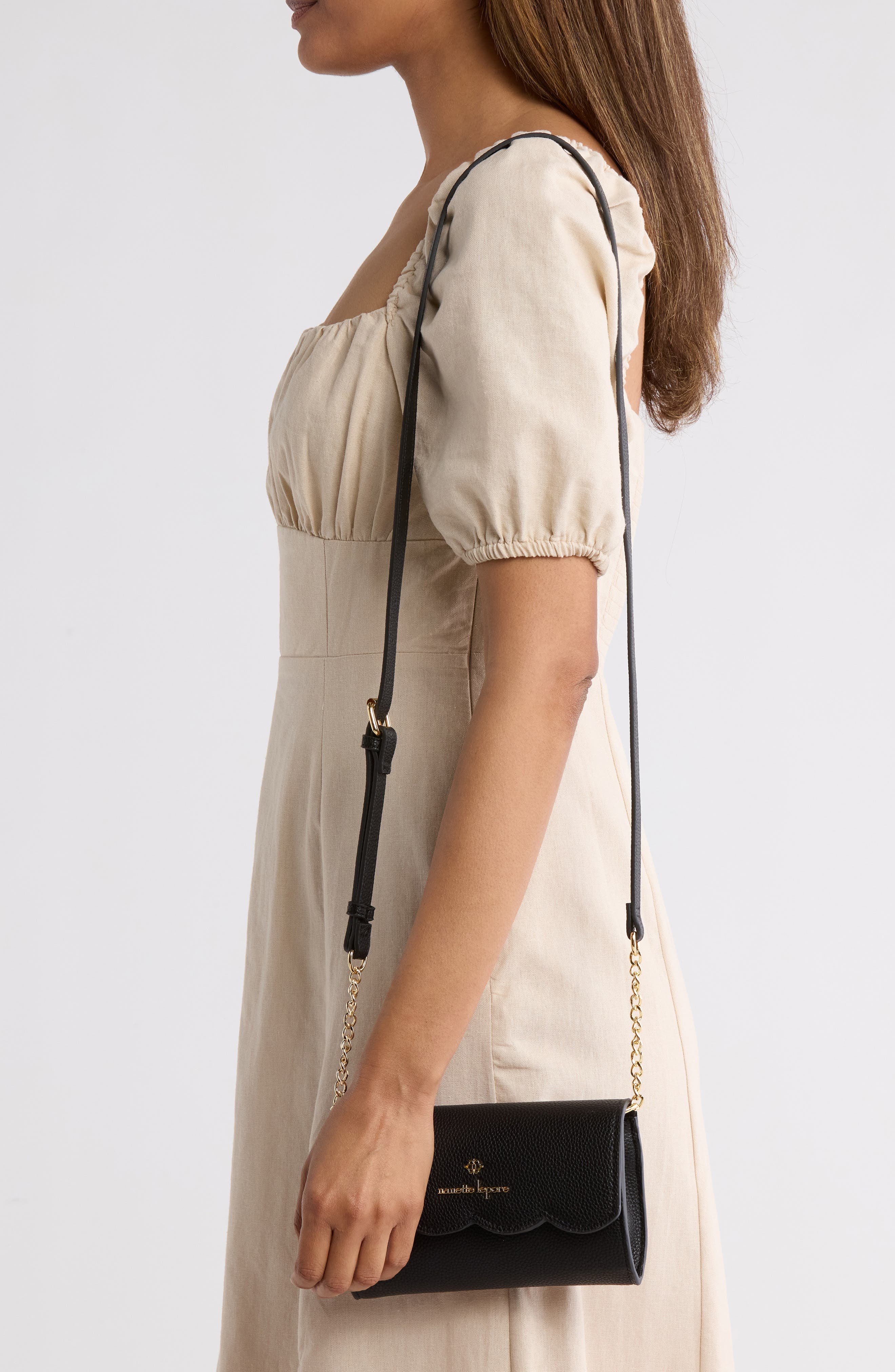 Nanette Lepore Ruthie Scallop Flap Wallet on a Chain, Alternate, color, 