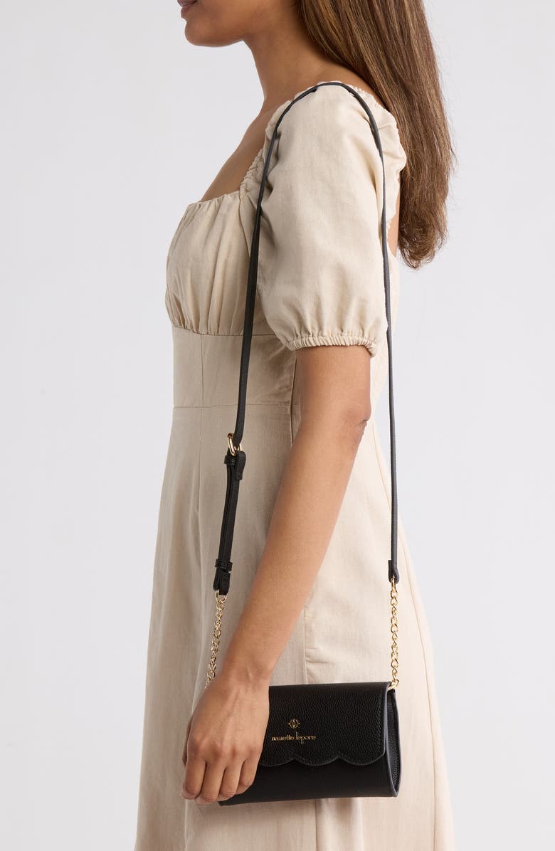 Nanette Lepore Ruthie Scallop Flap Wallet on a Chain, Alternate, color,