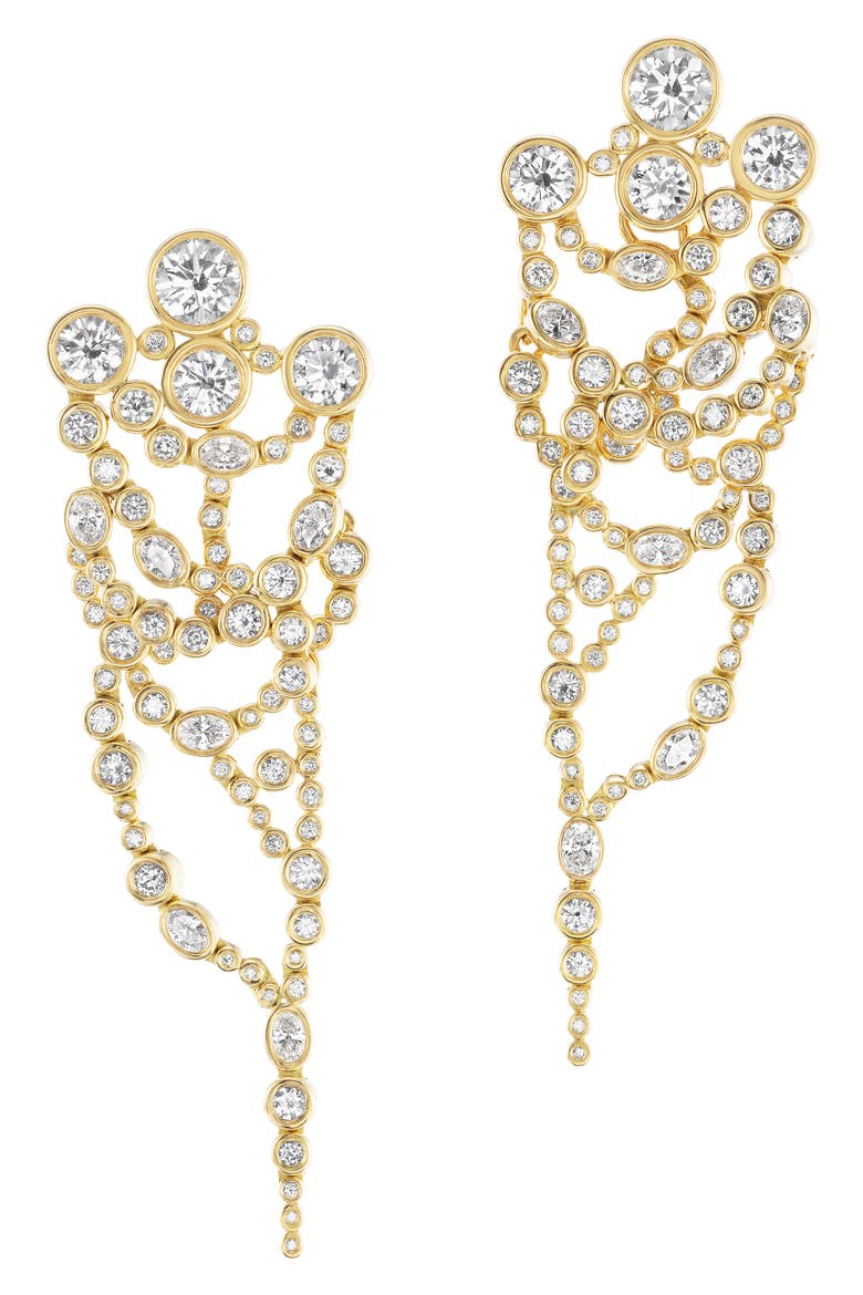 Metal Web Diamond Jacket Earrings, Alternate, color, YELLOW GOLD