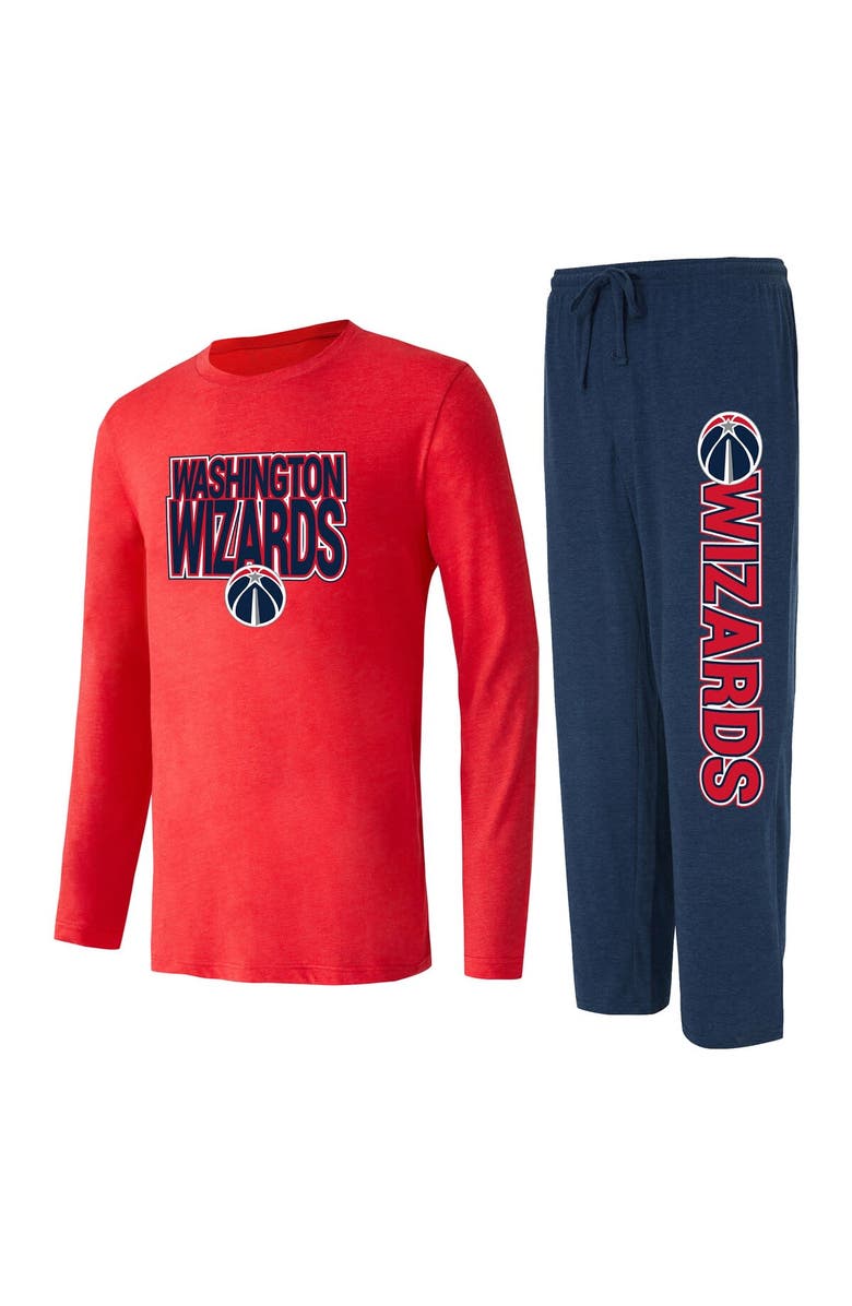 CONCEPTS SPORT Men's Concepts Sport Navy/Red Washington Wizards Meter Long Sleeve T-Shirt & Pants Sleep Set, Alternate, color, Navy