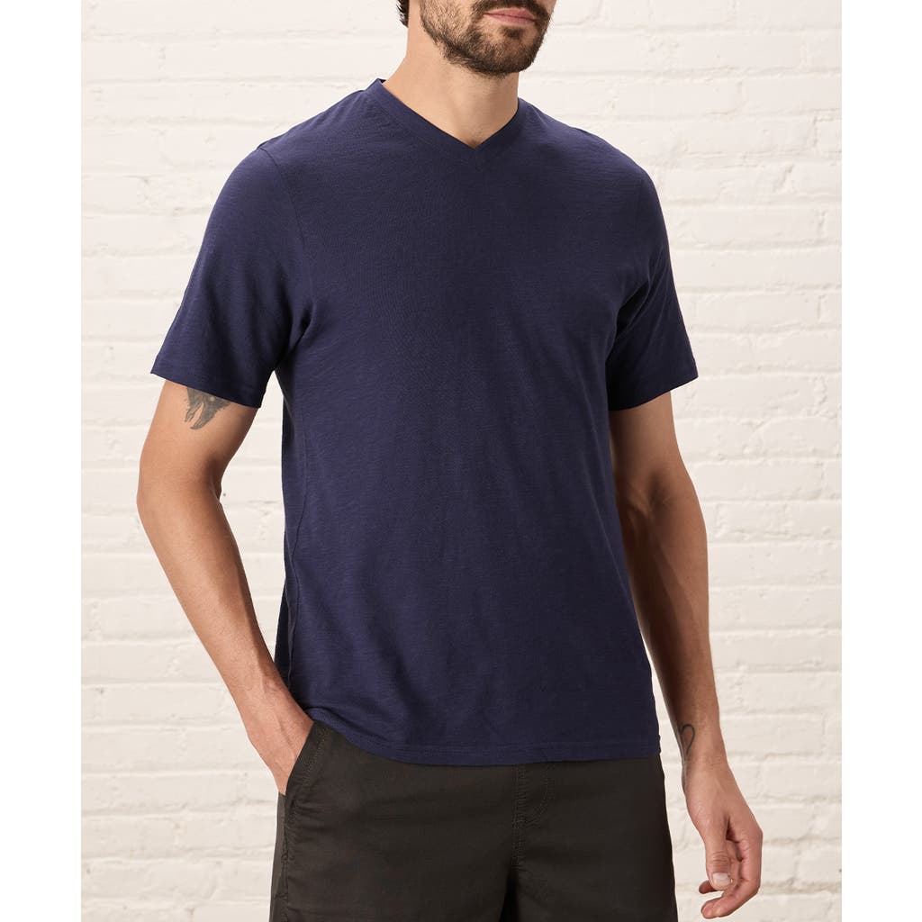 Pact Organic Cotton Featherweight Slub V-neck Tee In Eclipse